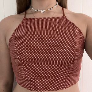 Urban Outfitters Polka Dot Cropped Halter Top Size Medium